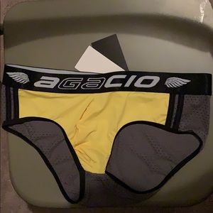 Agacio Yellow Grey Mesh Bottom Briefs.